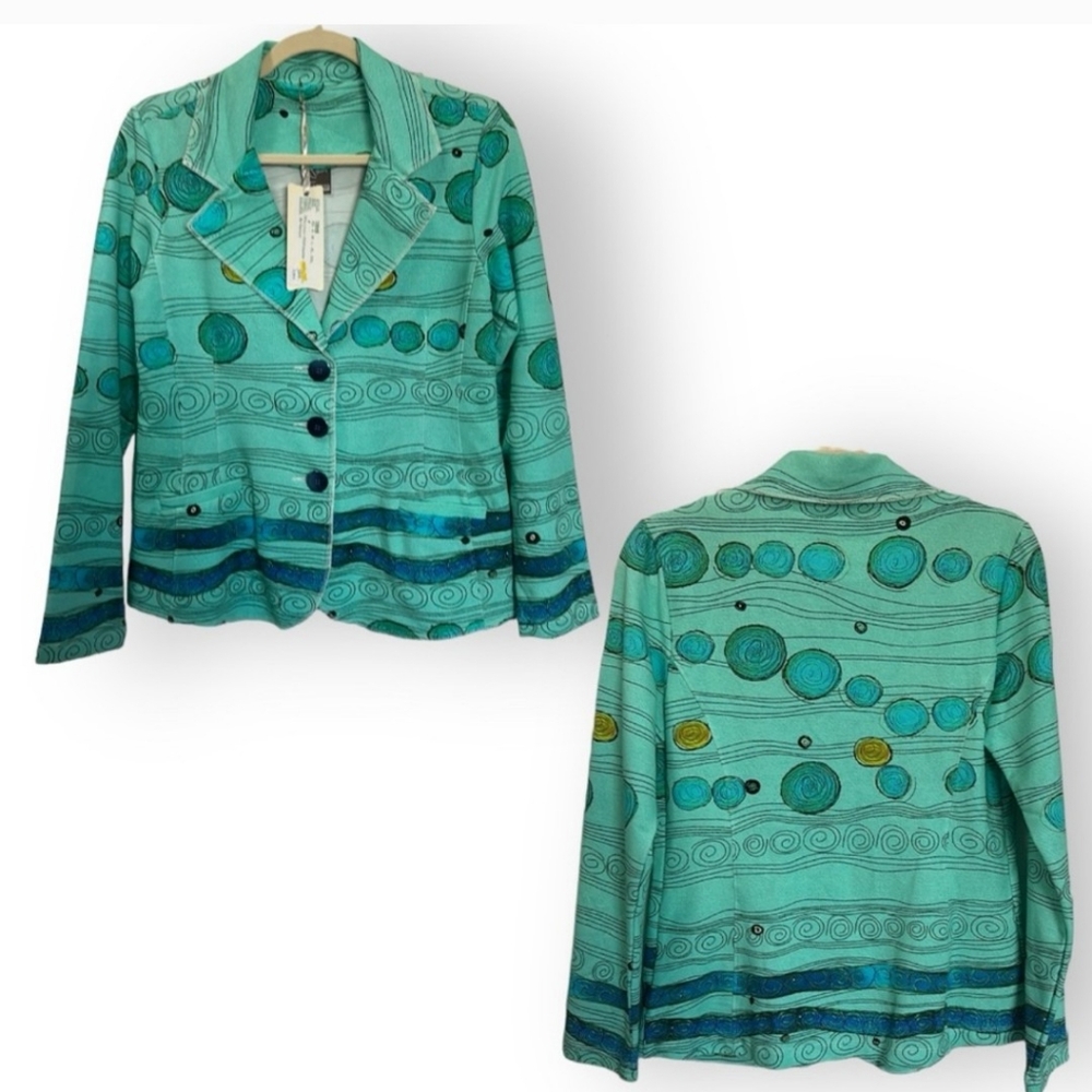 Turquoise Patterned Women's Blazer